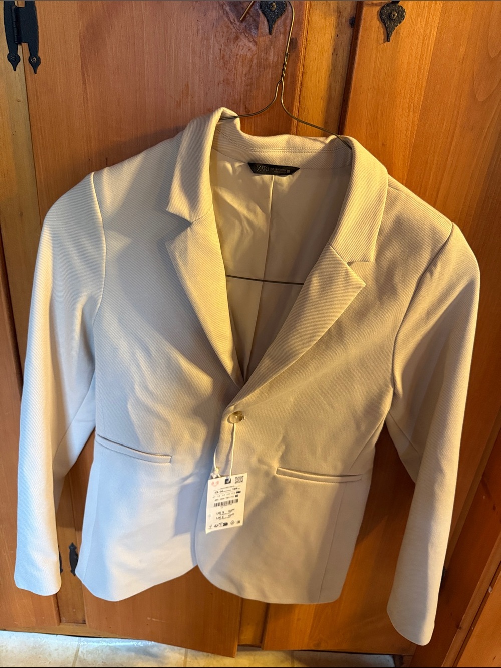 Zara Cream Kids or Petite Women Blazer - Classic Notch Lapel